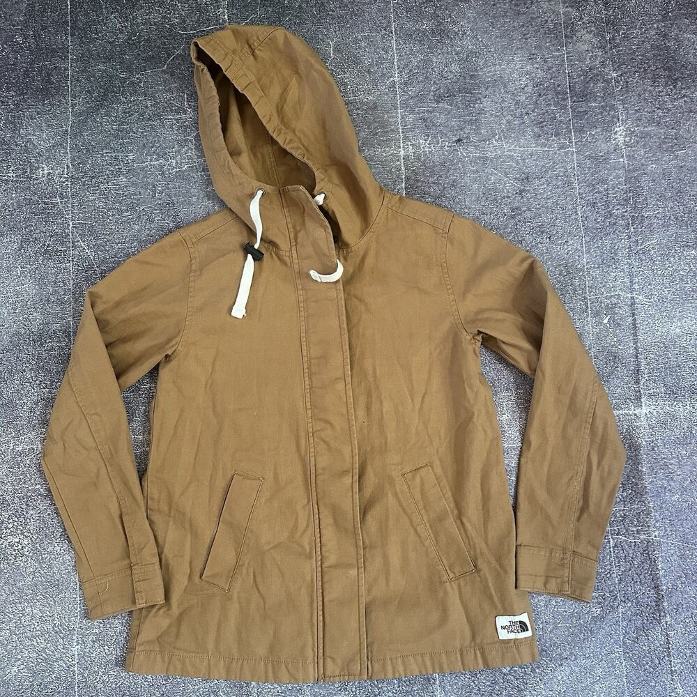 Womens The North Face Shipler Brown Full Zip Up Cotton Hoodie Light Jacket Sz XS